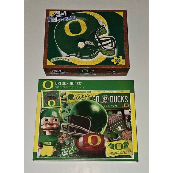 2 University of Oregon Ducks Football Jigsaw Puzzle Lot 350 500 Pieces Complete